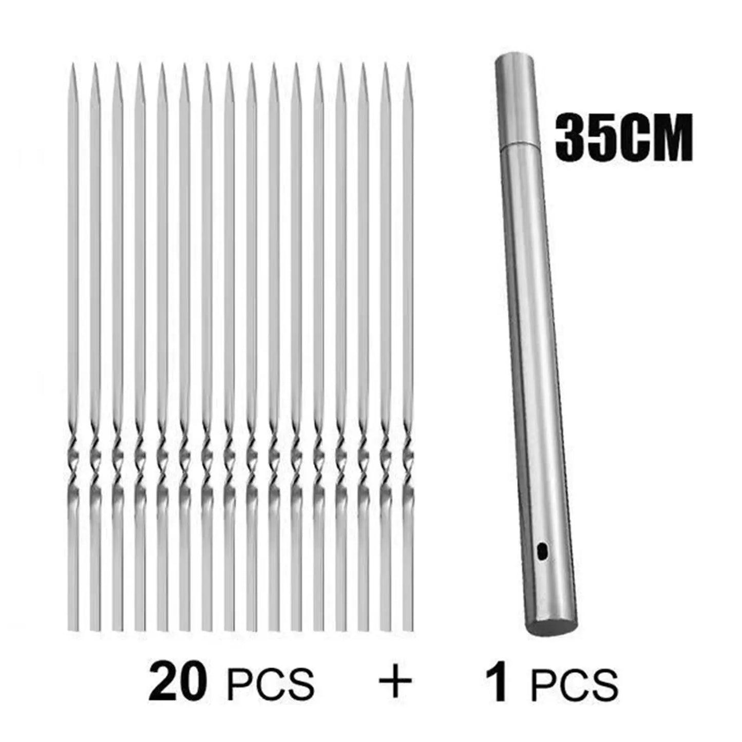 Stainless Steel BBQ Skewer Set with Storage Tube