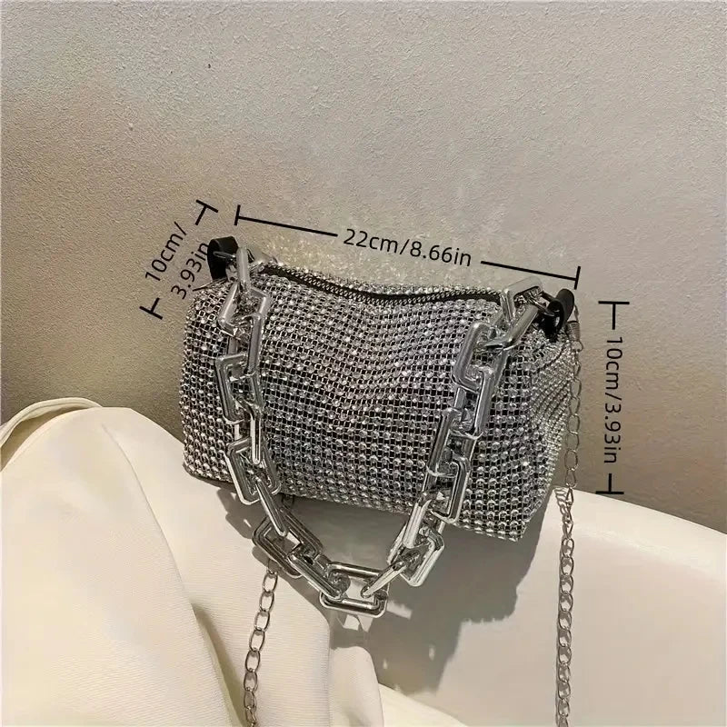 Rhinestone Chain Evening Crossbody Bag
