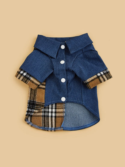 Title Plaid Denim Style Dog Clothes