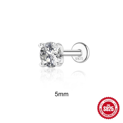 925 Sterling Silver Round Moissanite Stud Earring