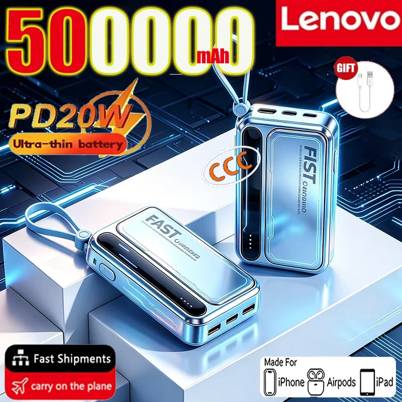 Portable Power Bank with Built-In Charging Cables