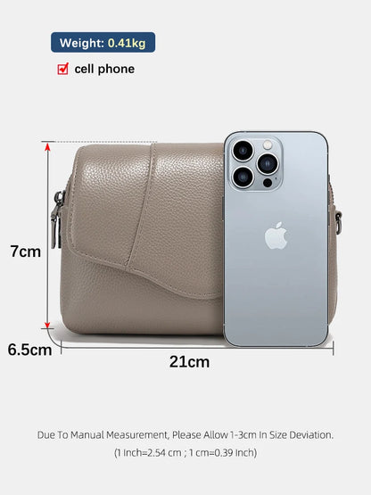 Genuine Leather Multi-Compartment Crossbody Bag