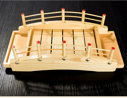 Japanese Wooden Sushi Bridge Serving Platter