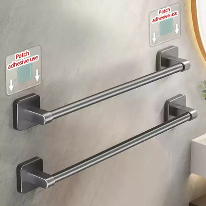 No-Drill Adhesive Bathroom Towel Bar & Rack