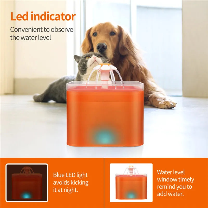 USB Pet Drinking Fountain with LED Water Level Display