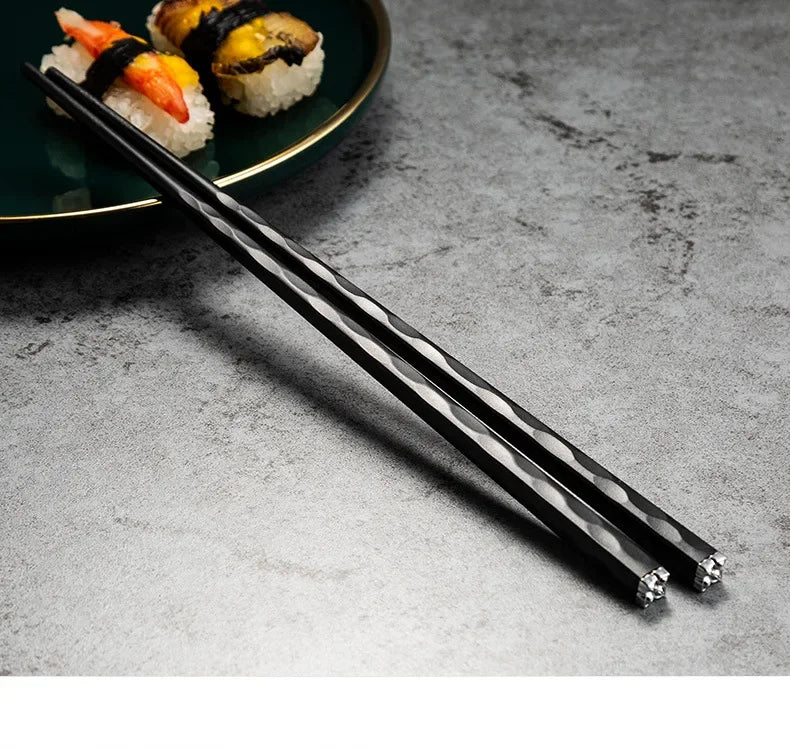 5 Pairs Stainless Steel Non-Slip Chopsticks Set