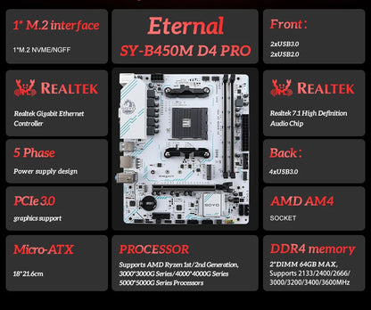 SOYO B450M AM4 Gaming Motherboard