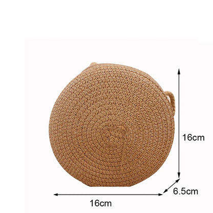 Handwoven Round Straw Crossbody Bag