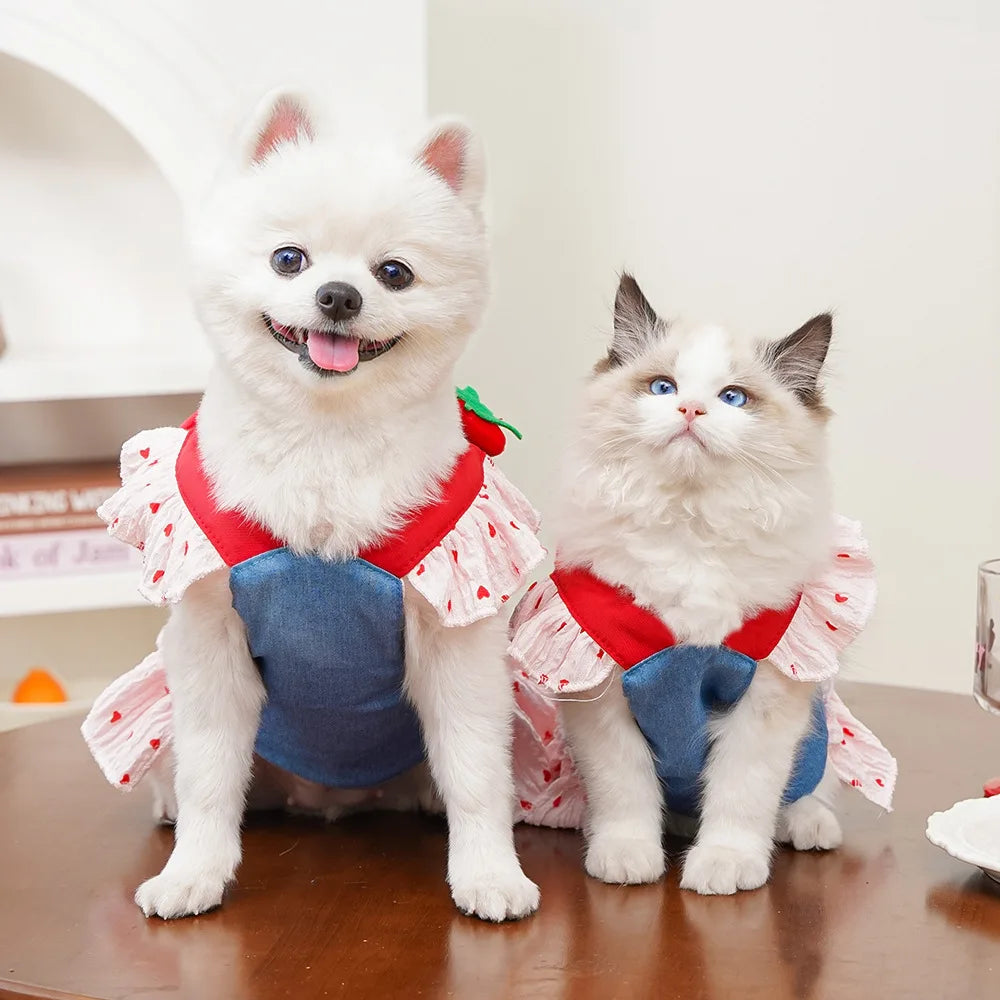 Cute Puppy Harness & Leash Dress Set