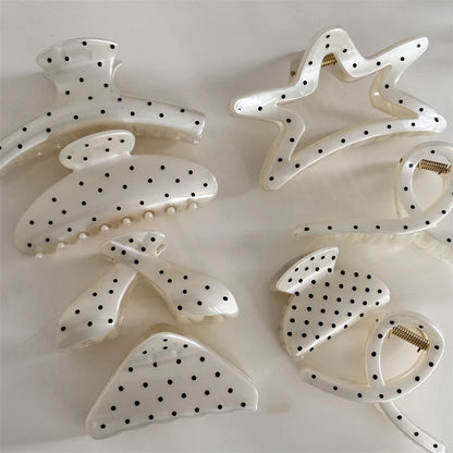 Large Black Wave Dot Hair Claw Clip