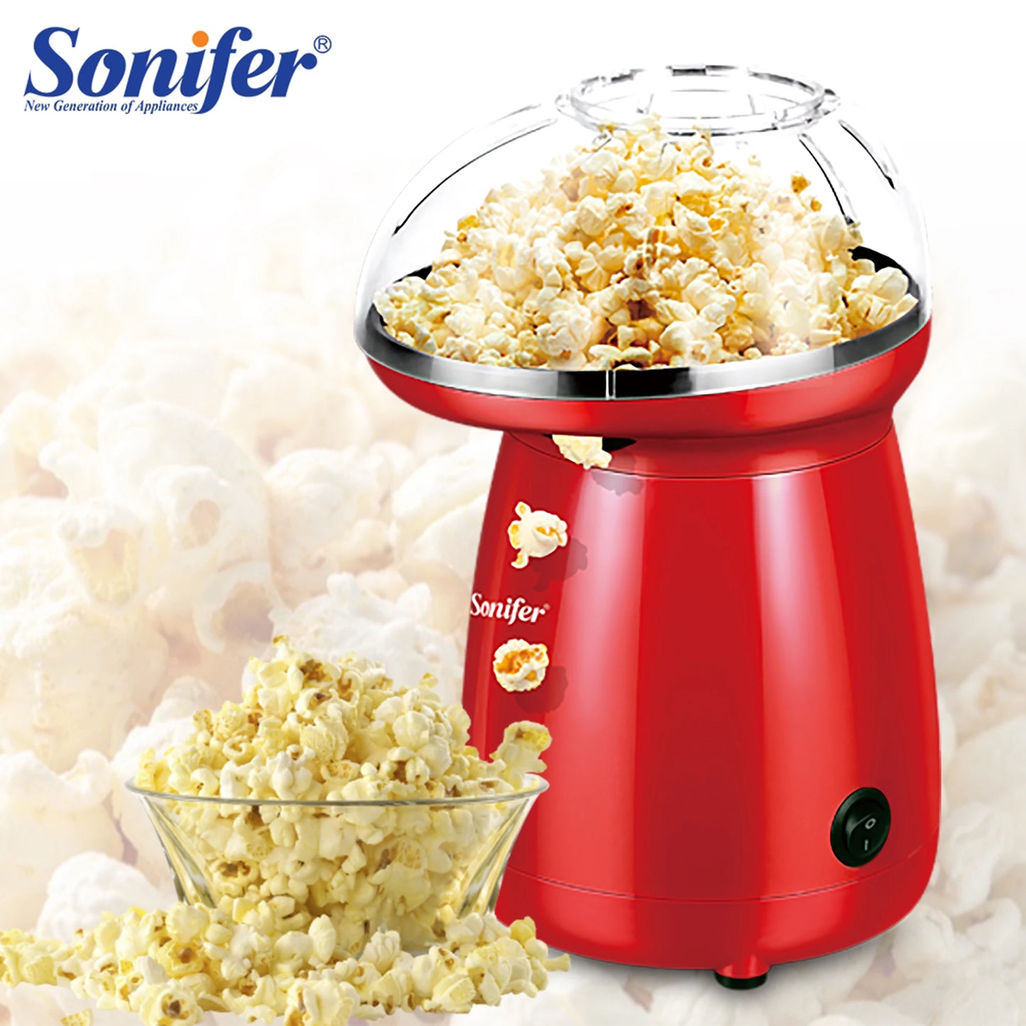Oil-Free Electric Popcorn Machine with Butter Tray