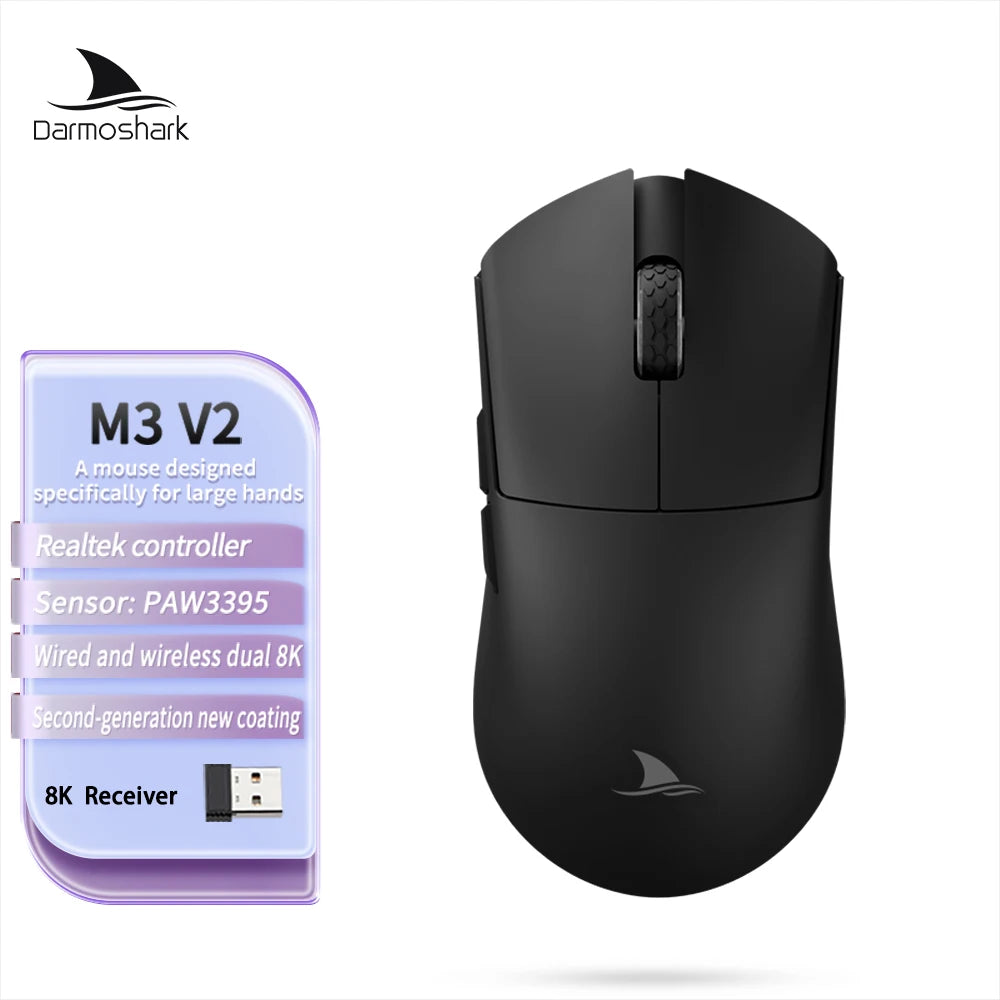 Darmoshark M3 V2 Ultralight Gaming Mouse with PAW3395 Sensor & 8K Polling