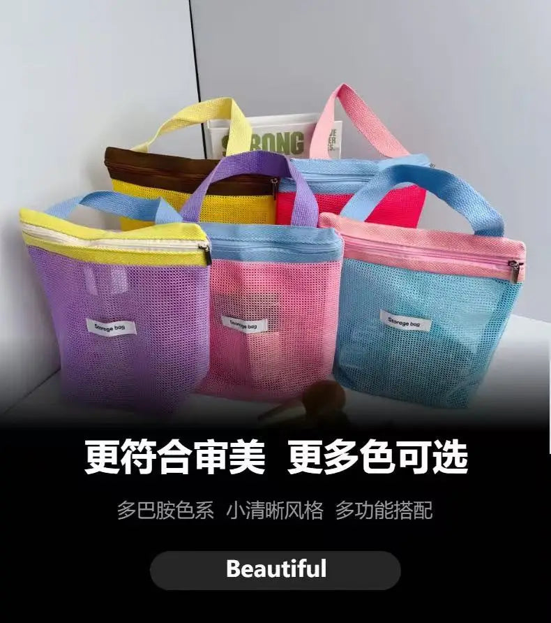 Vibrant Mesh Beach Tote Bag