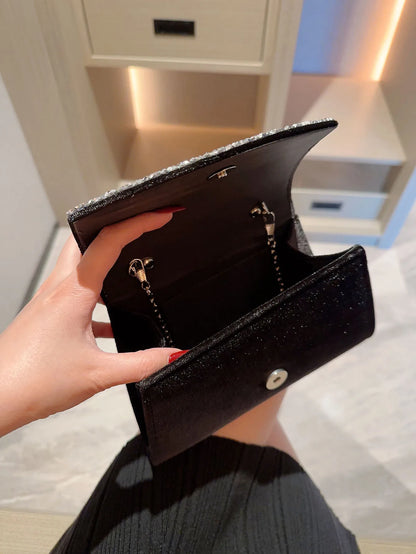Rhinestone Velvet Evening Clutch Bag