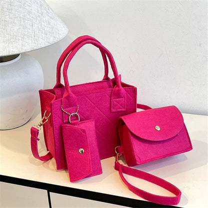 Felt Tote, Crossbody Bag & Wallet Set for Everyday Use