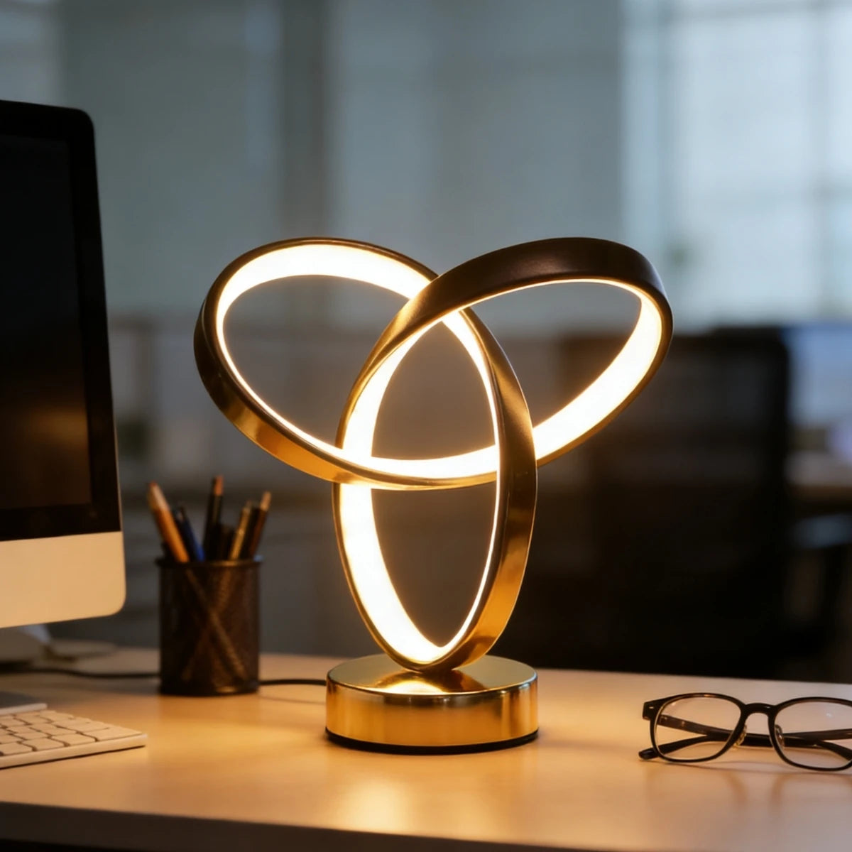 USB Modern Art Desk Lamp with Tri-Color Lighting
