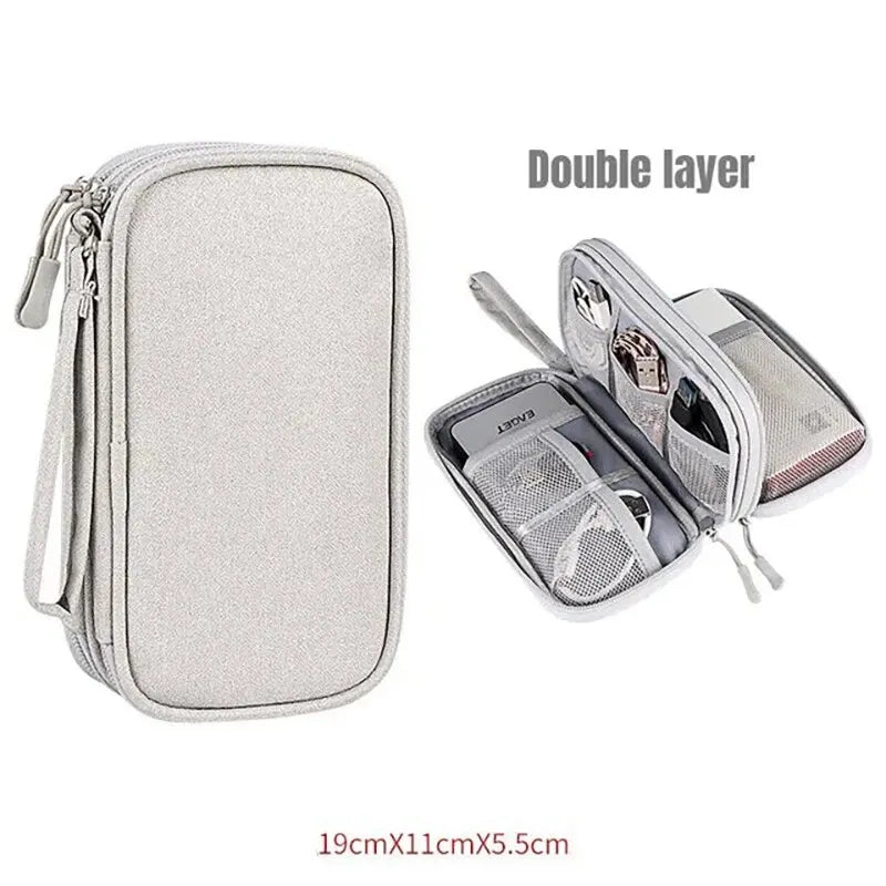 Double-Layer Cable & Electronics Organizer Bag