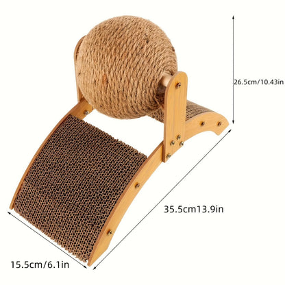 Interactive Sisal Cat Scratching Board with Spinning Ball