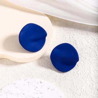 Candy Colored Button Shape Round Acrylic Earrings