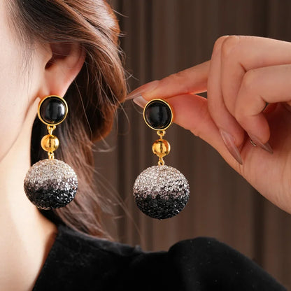 Vintage Exaggerated Round Crystal Drop Earrings