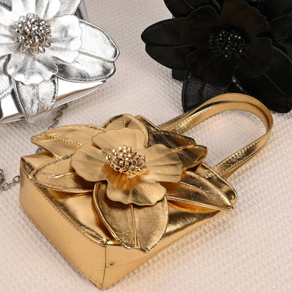3D Floral PU Leather Bucket Handbag
