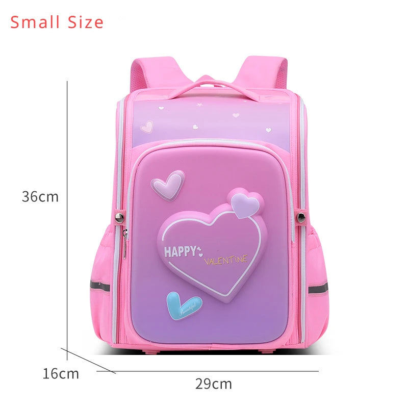 Girls Cartoon Heart School Backpack