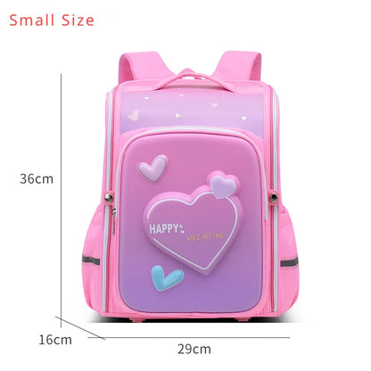 Girls Cartoon Heart School Backpack