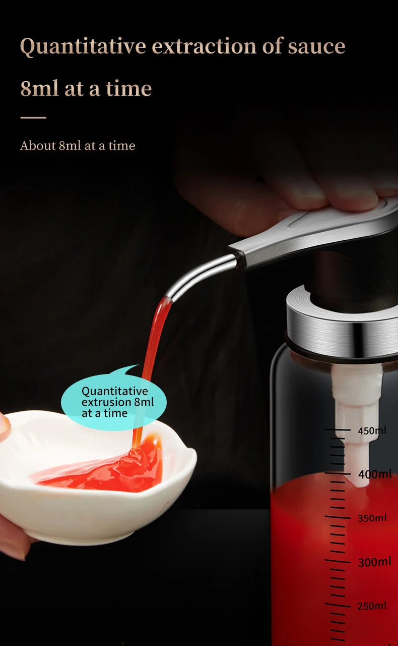 Glass Pump Sauce Dispenser Bottle