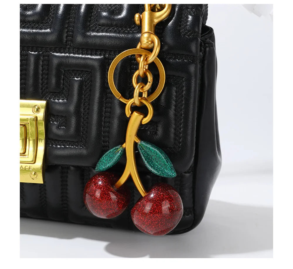 Red Cherry Pendant Keychain Charm