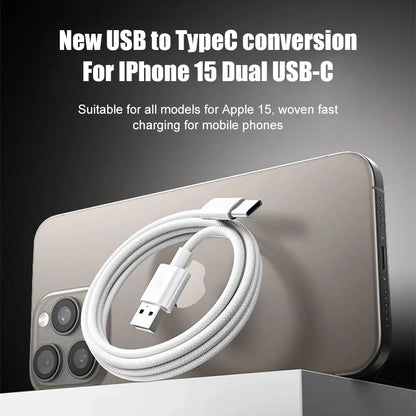 60W USB-A to USB-C Braided Fast Charging Cable