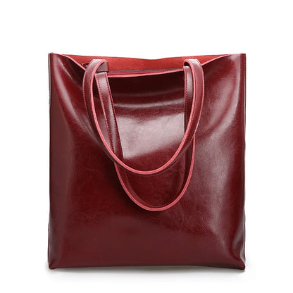 SMILEY SUNSHINE Large Genuine Cowhide Leather Tote Bag