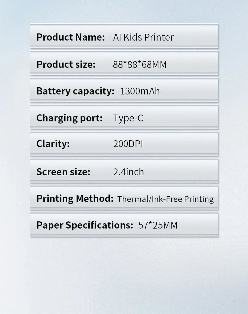 AI Smart Thermal Photo Printer