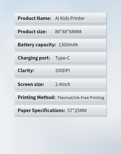 AI Smart Thermal Photo Printer