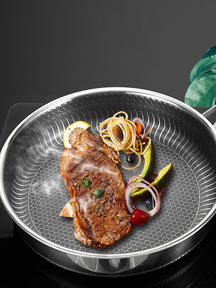 Tri-Ply Stainless Steel Honeycomb Frying Pan