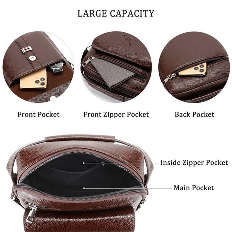 Men's Genuine Leather Crossbody Shoulder Bag