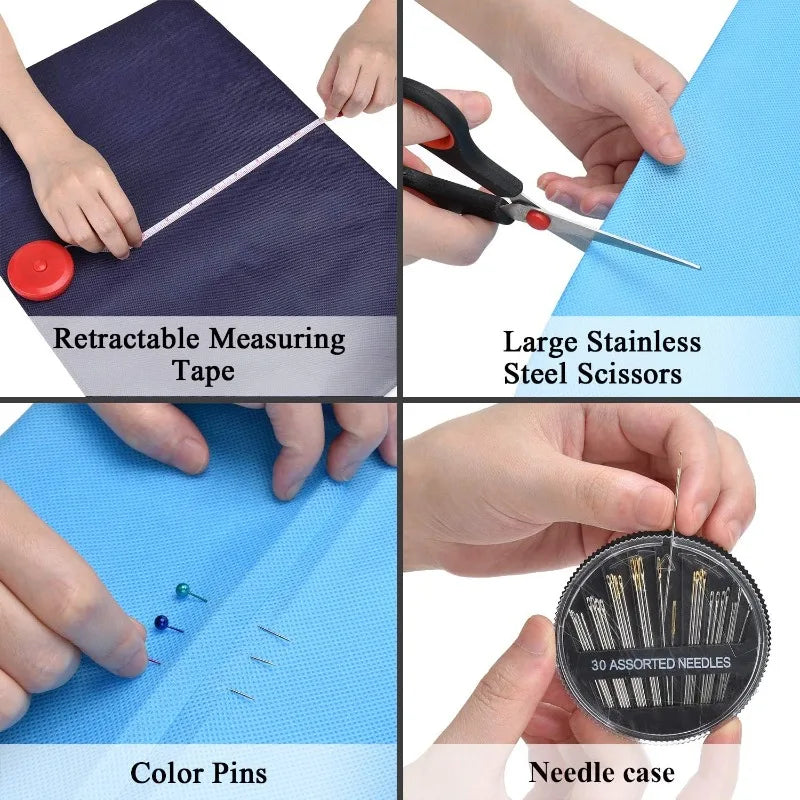 Portable Sewing Kit with Threads & Tools