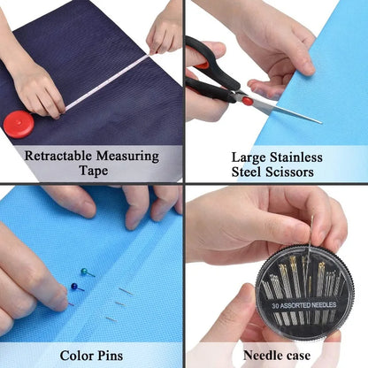 Portable Sewing Kit with Threads & Tools
