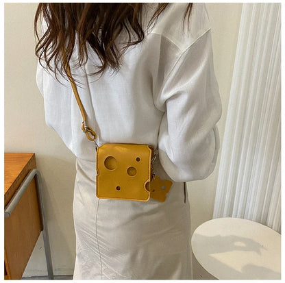 Cheese-Shaped Mini Crossbody Bag for Women