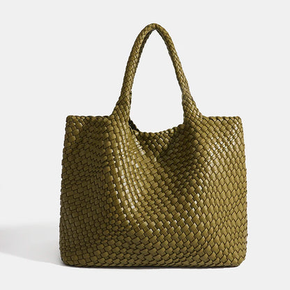 Woven PU Leather Tote Bag with Coin Purse