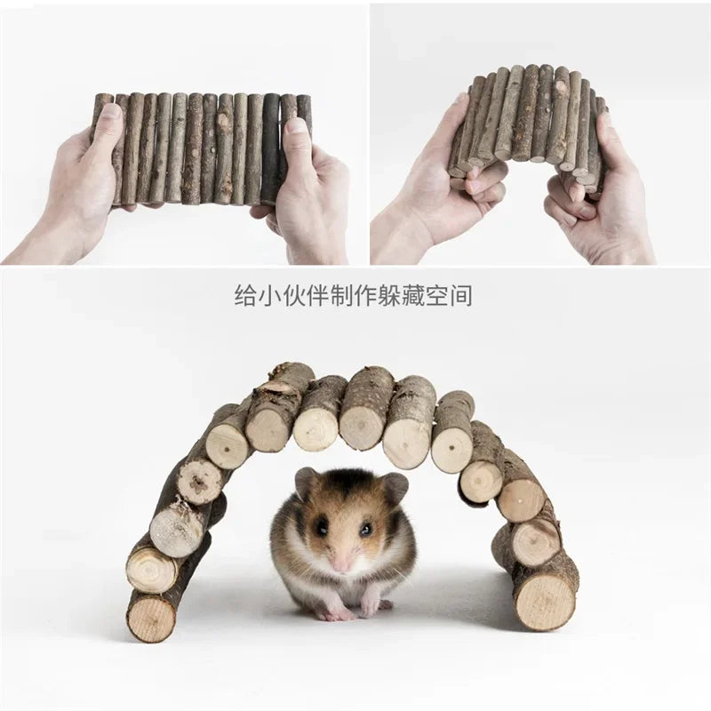 Natural Willow Wooden Bridge & Climbing Toy for Small Pets