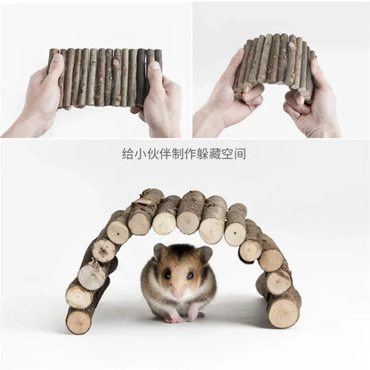 Natural Willow Wooden Bridge & Climbing Toy for Small Pets