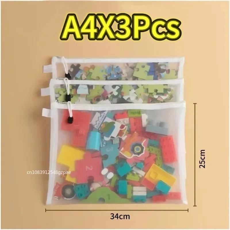 Transparent Mesh Document & Puzzle Storage Bags