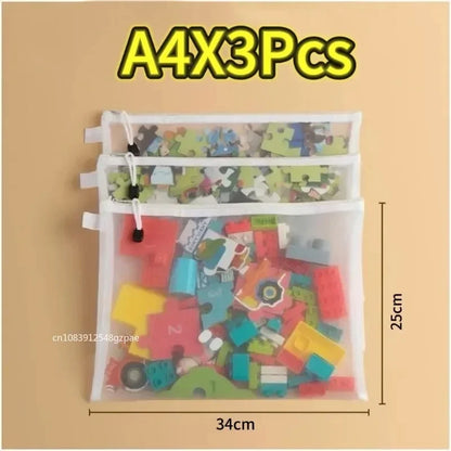 Transparent Mesh Document & Puzzle Storage Bags