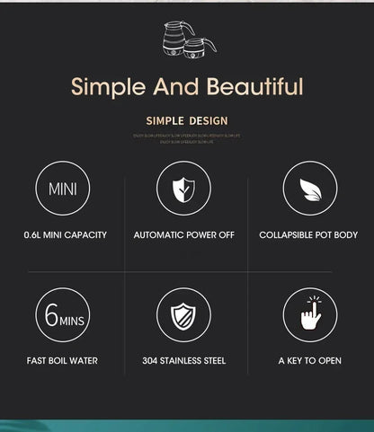 Mini Foldable 600ml Electric Kettle