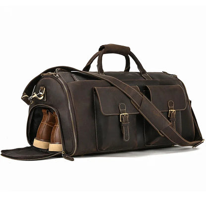 Crazy Horse Leather Travel Bag for Suits