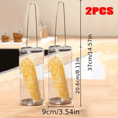 Stainless Steel Rolling BBQ Grill Basket