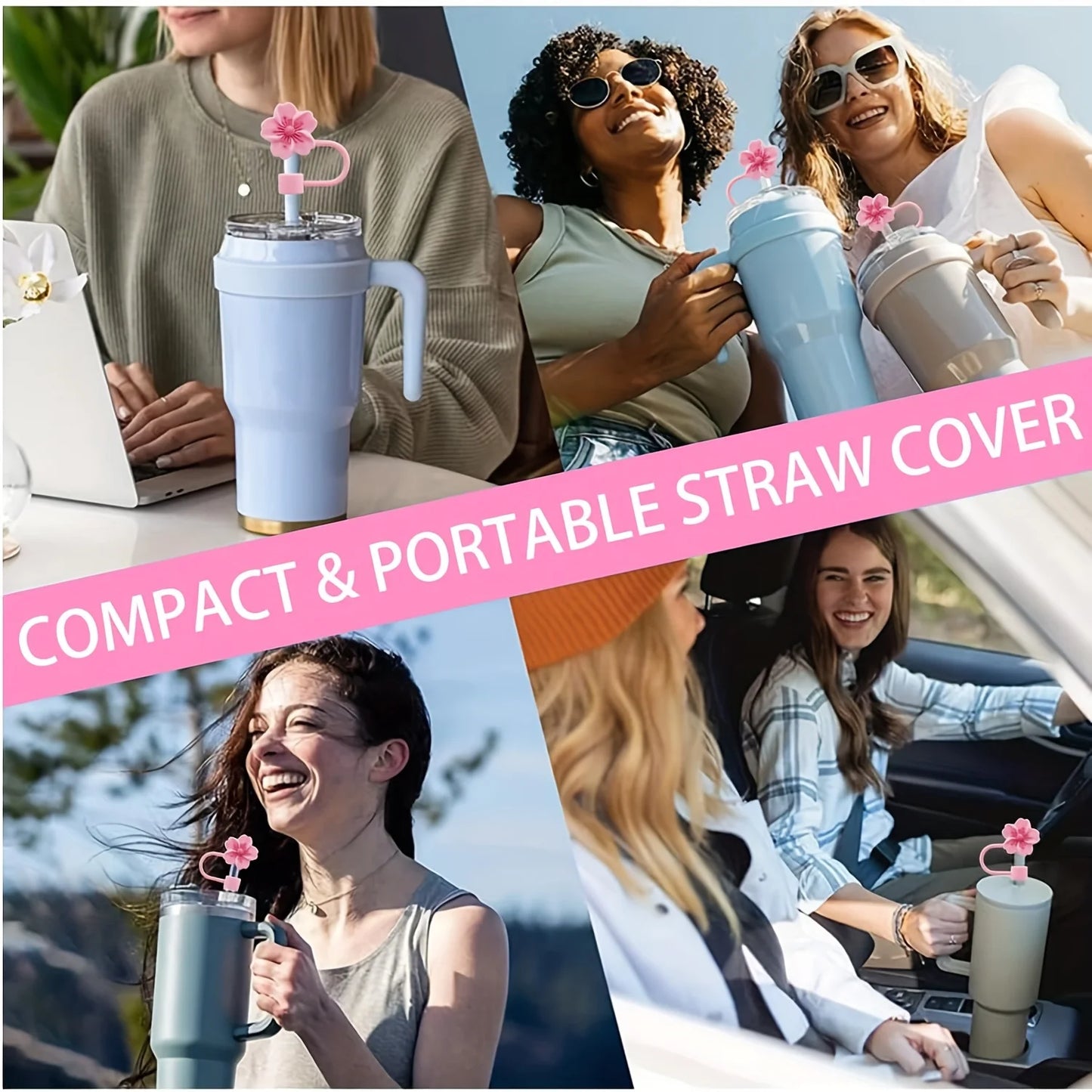 Flower Silicone Straw Cover for Stanley Cup