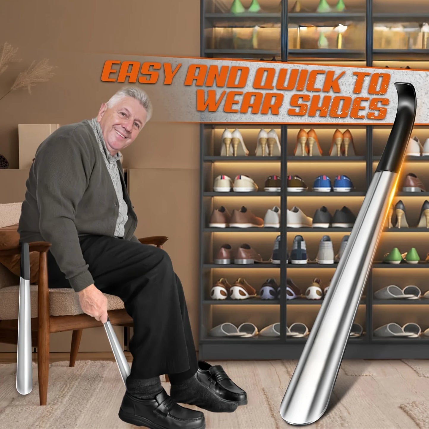 Stainless Steel Long Handle Shoehorn