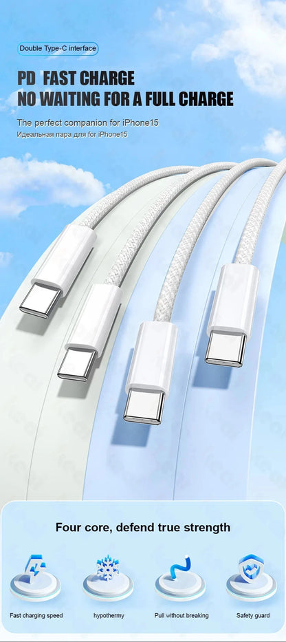 60W USB-A to USB-C Braided Fast Charging Cable