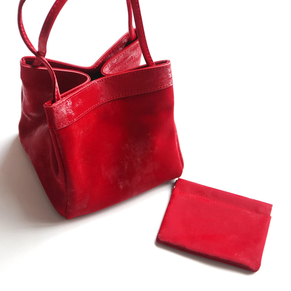 Custom Name Suede Leather Shoulder Bag with Top Handle